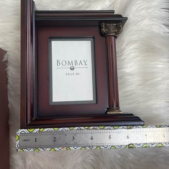 Vintage BOMBAY COMPANY Picture Frame Photo Cherry Wood Bookends Set - Picture 7 of 7